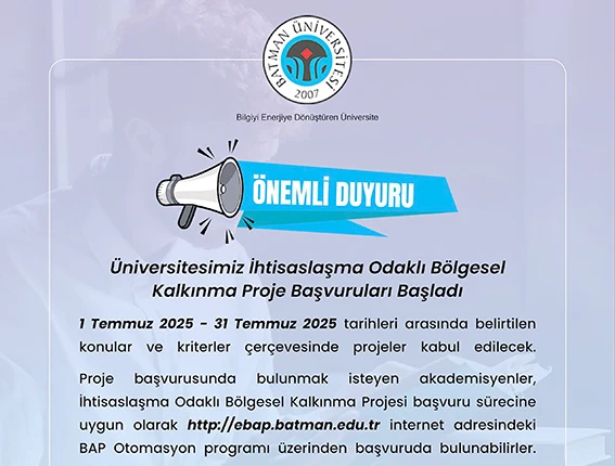 BATÜ’DEN İHTİSASLAŞMA ODAKLI PROJE DUYURUSU