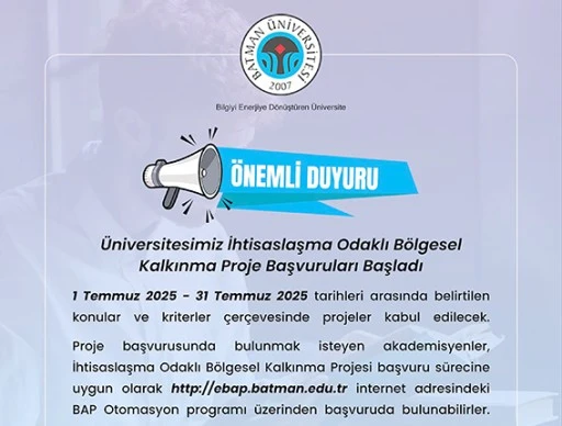 BATÜ’DEN İHTİSASLAŞMA ODAKLI PROJE DUYURUSU