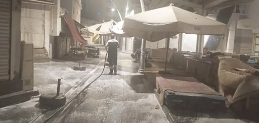 ALO TEVŞO PAZARI YIKANIP DEZENFEKTE EDİLDİ