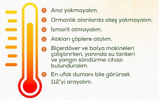 TARIM VE ORMAN MÜDÜRLÜĞÜNDEN YANGIN UYARISI